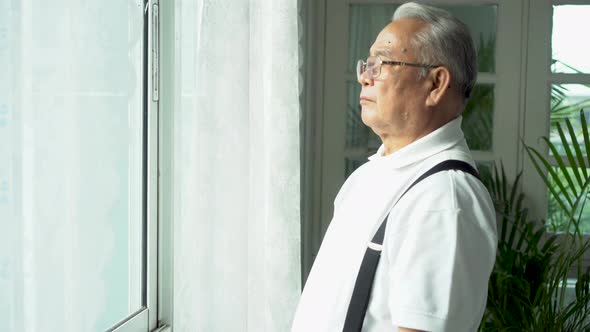 Confident Asian Man Standing Near Window at Home