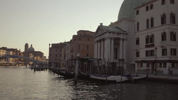 Tilt up wide shot of Chiesa di San Simeone Piccolo in Venice, Italy