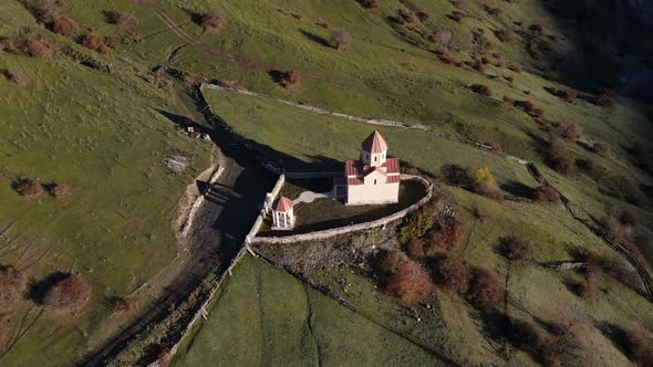 Small Church on the Side of the Mountain in Svaneti Region of Georgia