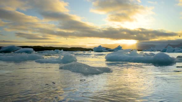 Icebergs Floating in Ice Lagoon Jokulsarlon Glacier Lagoon in Iceland