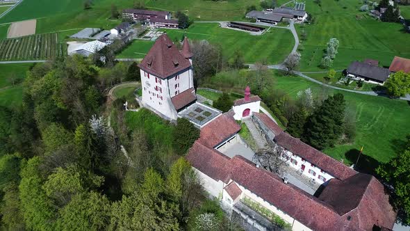 Aerial view of a castle in Aarau, Switzerland