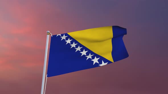Flag Of Bosnia And Herzegovina Waving 4k