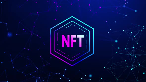 3D NFT Non Fungible unique cryptocurrency. Blockchain art crypto security code.