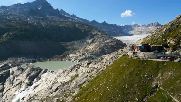 The Glacier on the Top of Furka and Grimsel Pass in Switzerland