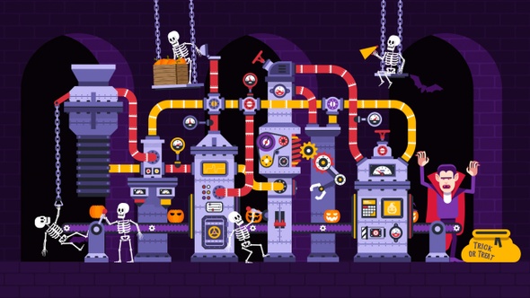 Halloween Pumpkin Factory Cartoon alt