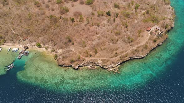 Aerial View Beautiful Beach on Tropical Island Menjangan