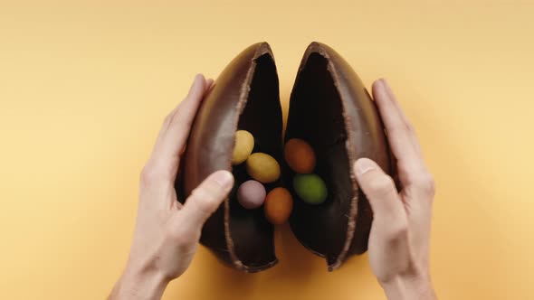 Opening Chocolate Easter Egg with Surprise