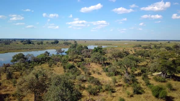 Aerial african river landscape in Nambwa Namibia