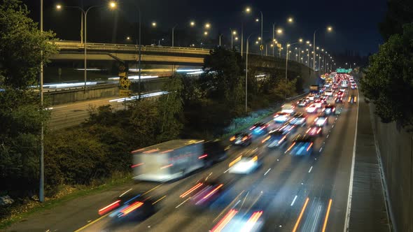 Modern Major City Freeway Traffic High Speed Time Lapse