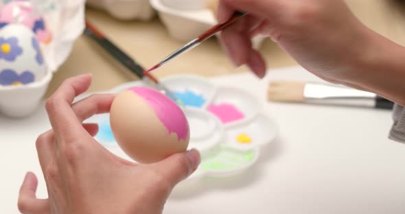 Easter holiday with painting chicken egg