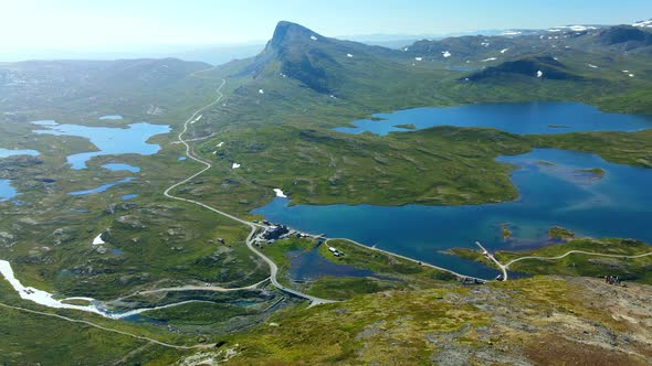 Panorama of Jotunheimen National Park in Norway, Synshorn Mountain