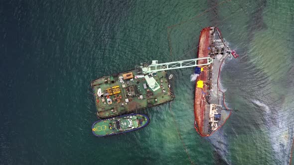 View of an Old Tanker That Ran Aground and Overturned
