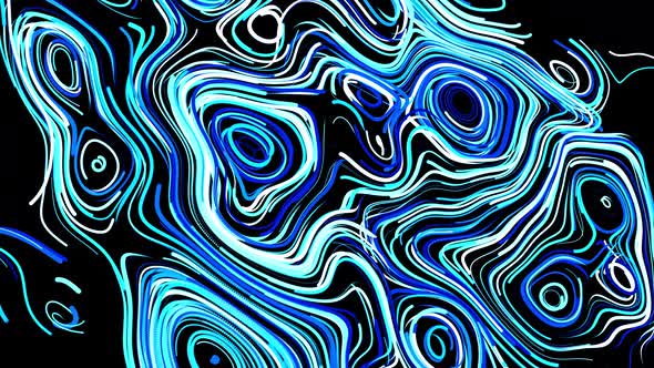 Abstract Creative Looped Bg with Curled Lines Like Blue Trails on Surface