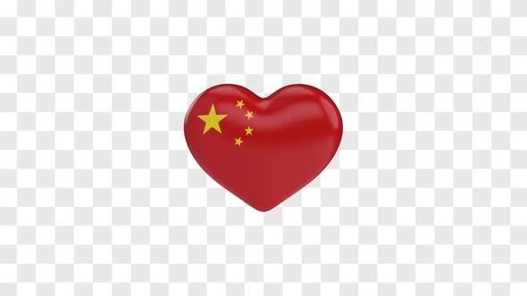 China Flag on a Rotating 3D Heart
