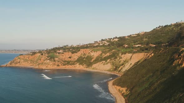 Afternoon drone view from an awesome coast and its nature life a bit closer near the Palos Verdes Es