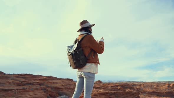 Attractive photographer traveling 