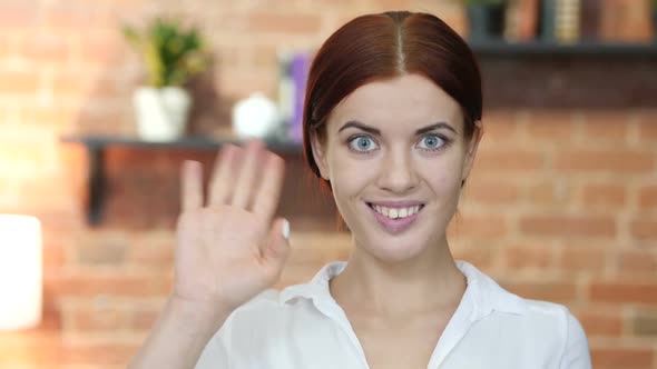 Hi, Hello, Woman Waving Hand, Welcome, Indoor