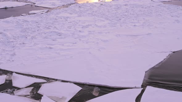 View of Ice on the Arctic Ocean with Sunlight