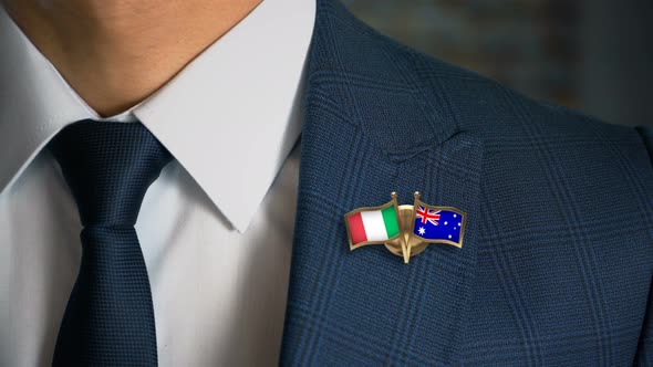 Businessman Friend Flags Pin Italy Australia