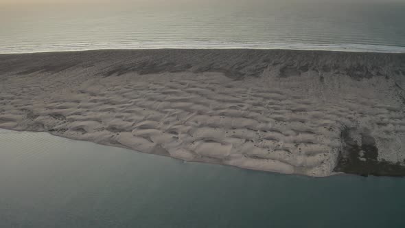 Sand Dune Peninsula on Coast of Baja California Sur, Mexico - Aerial Flight