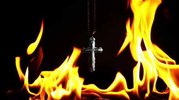 Christianity Religion Symbol Cross And Fire Burning 3