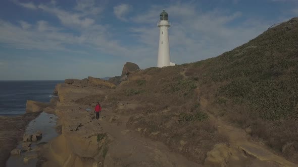 Hiker by Castlepoint Lighthouse