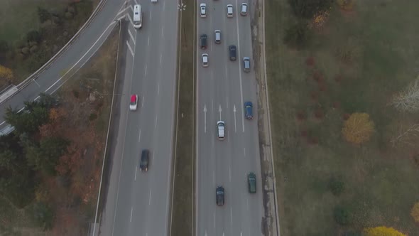 Drone Following Cars in Traffic Congestion in Boyana, Sofia, Bulgaria