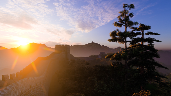 Flying over the Great Wall of China