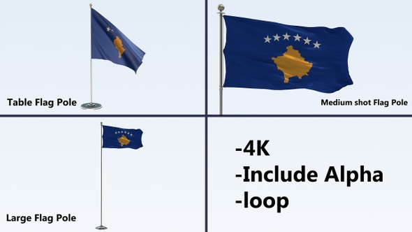 Kosovo  Flag Pack 4k-Loop 