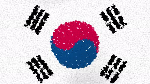 3d animated national flag of South Korea