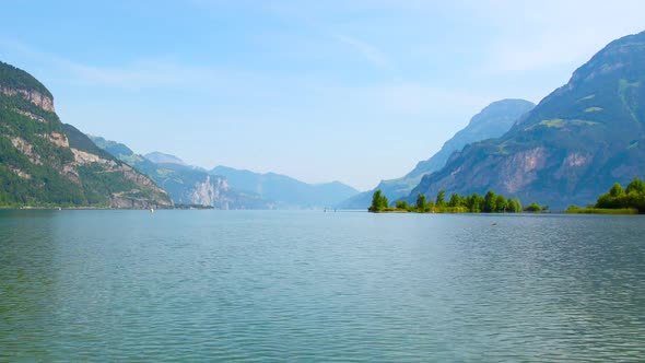 Stunning panoramic view of Lake Lucerne from the village of Seedorf.
