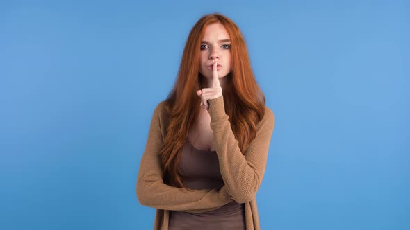 Redhead Model in Brown Tshirt and Cardigan