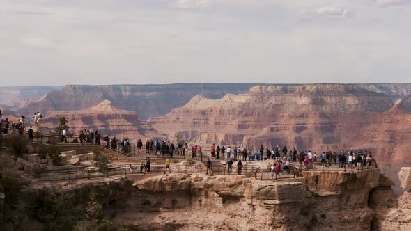 Timelapse Many Tourists Are On Observations Point Of Grand Canyon National Park