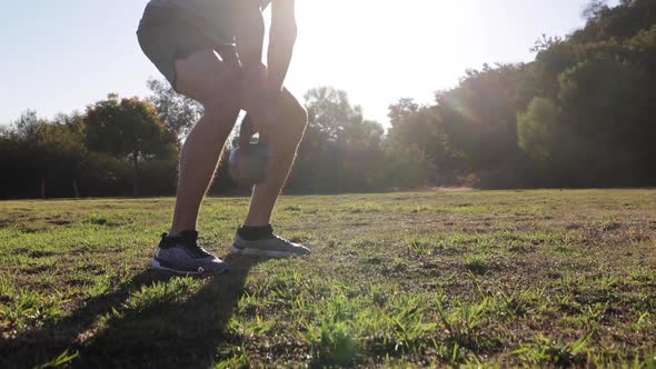 Athletic Male Workout Park Dawn Sunrise