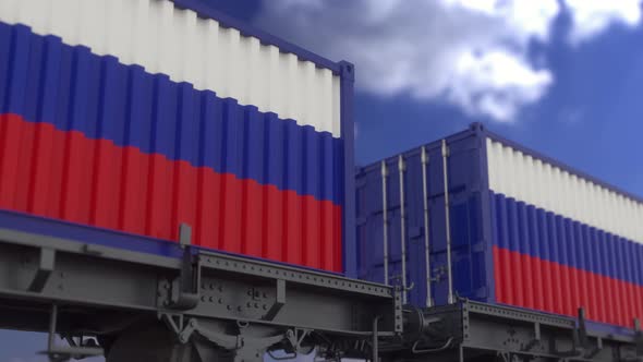 Containers with the Flag of Russia