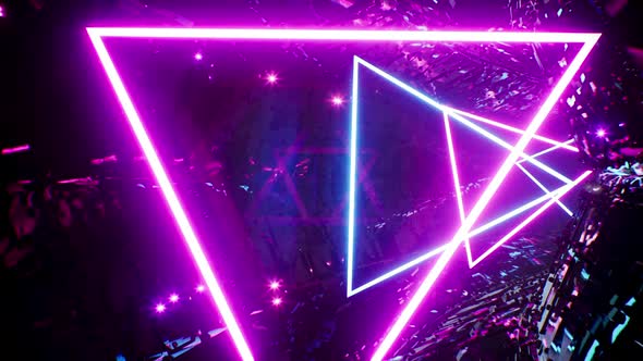 Glowing Triangle Neon VJ Tunnel Loop 4K