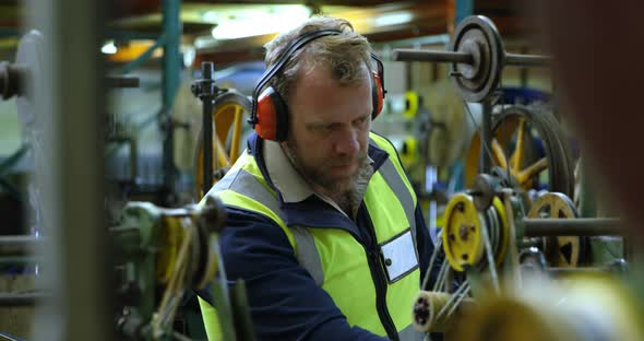 Worker working in rope making industry 4k