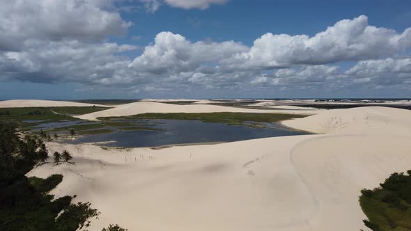 Jericoacoara Ceara Brazil. Scenic sand dunes and turquoise rainwater lakes