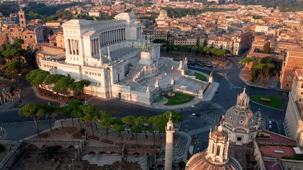 Aerial view of Vittoriano, famous landmark in Rome, Italy