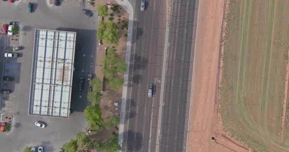 Top View Over the Traffic Backed Up During Rush Hour on Interstate Highway Expressway Near Phoenix