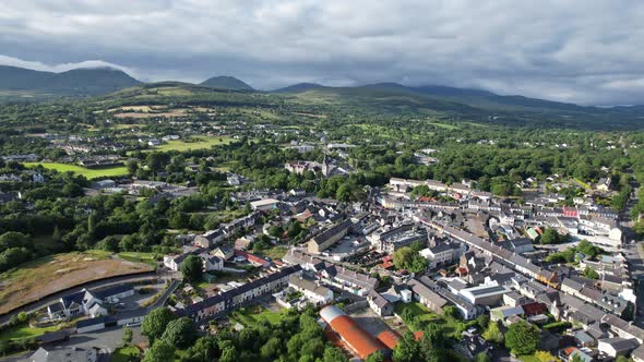 Kenmare County Kerry Ireland panning drone aerial view