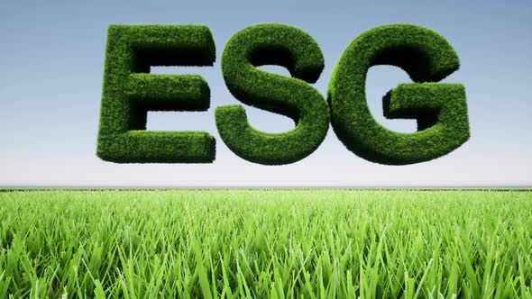 ESG Text Symbol 3d Green Landscape Creative Eco Environment Investment Fund