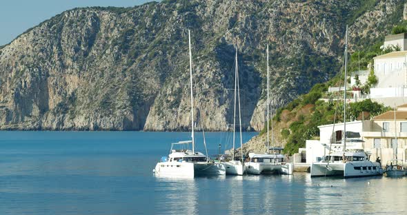 Sail Yacht Boat in Colorful Assos Village