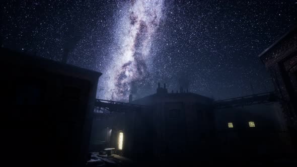 Milky Way Stars Above Abandoned Old Fatory