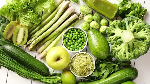 Green Antioxidant Organic Vegetables, Fruits and Herbs