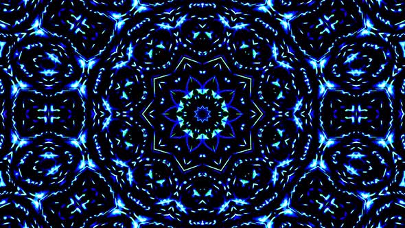 Bright abstract light governing blue color, kaleidoscope for background