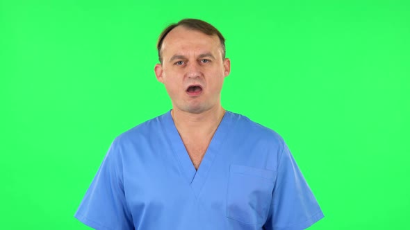 Medical Man Disappointedly Says Oh My Good. Green Screen