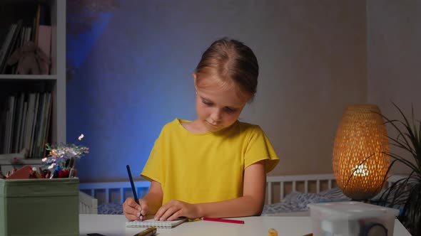6 Year Old Girl Draws at Home
