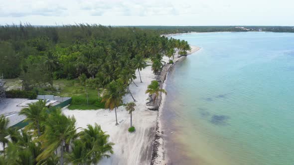 Aerial forward along Cap Cana coast, Dominican Republic