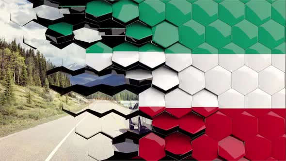 Kuwait Flag Hexagon Transition - 4K Resolution